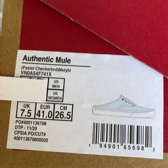 Vans Authentic Mule Pastel Checkerboard Misty Bl W - Picture 16 of 16